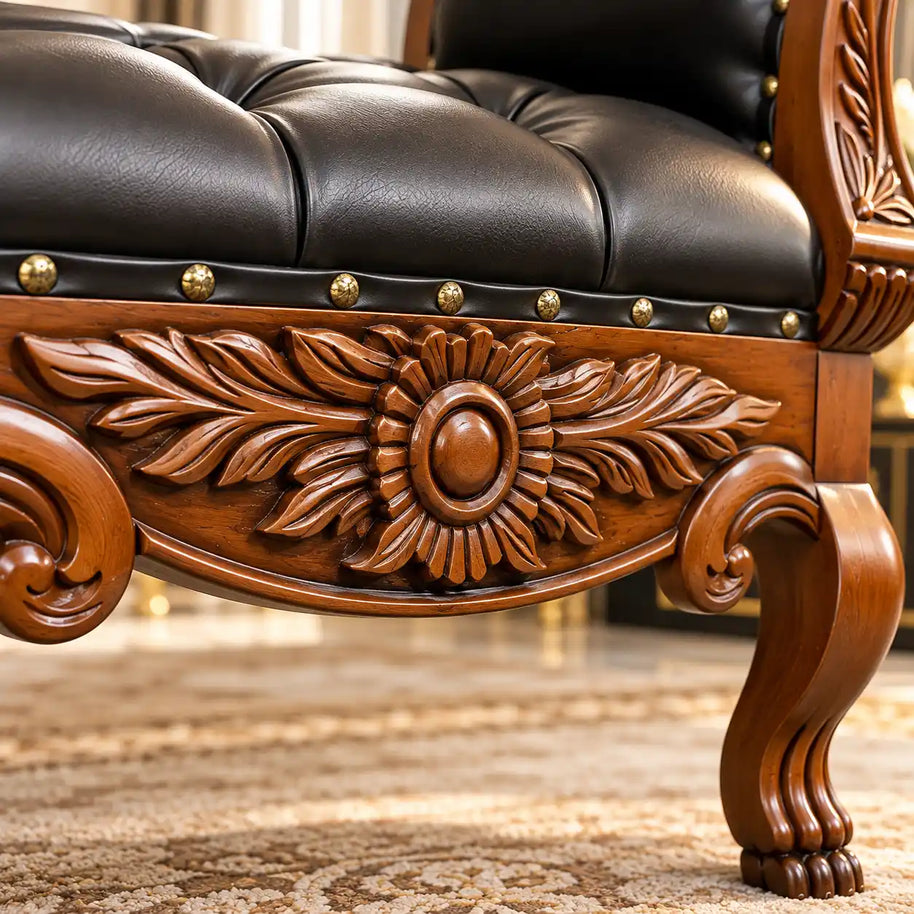 Löwenfuß-Walnuss-Hocker-Marquise