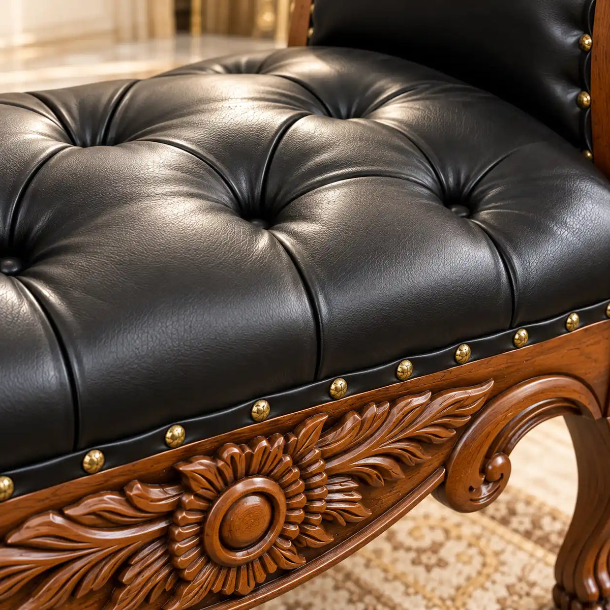 Löwenfuß-Walnuss-Hocker-Marquise