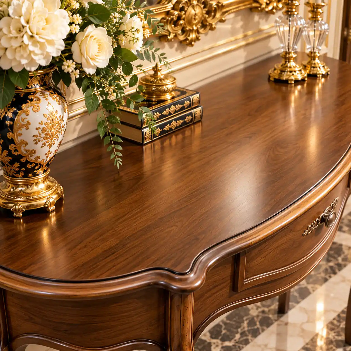 Louis XV Thin Leg Walnut Console Table