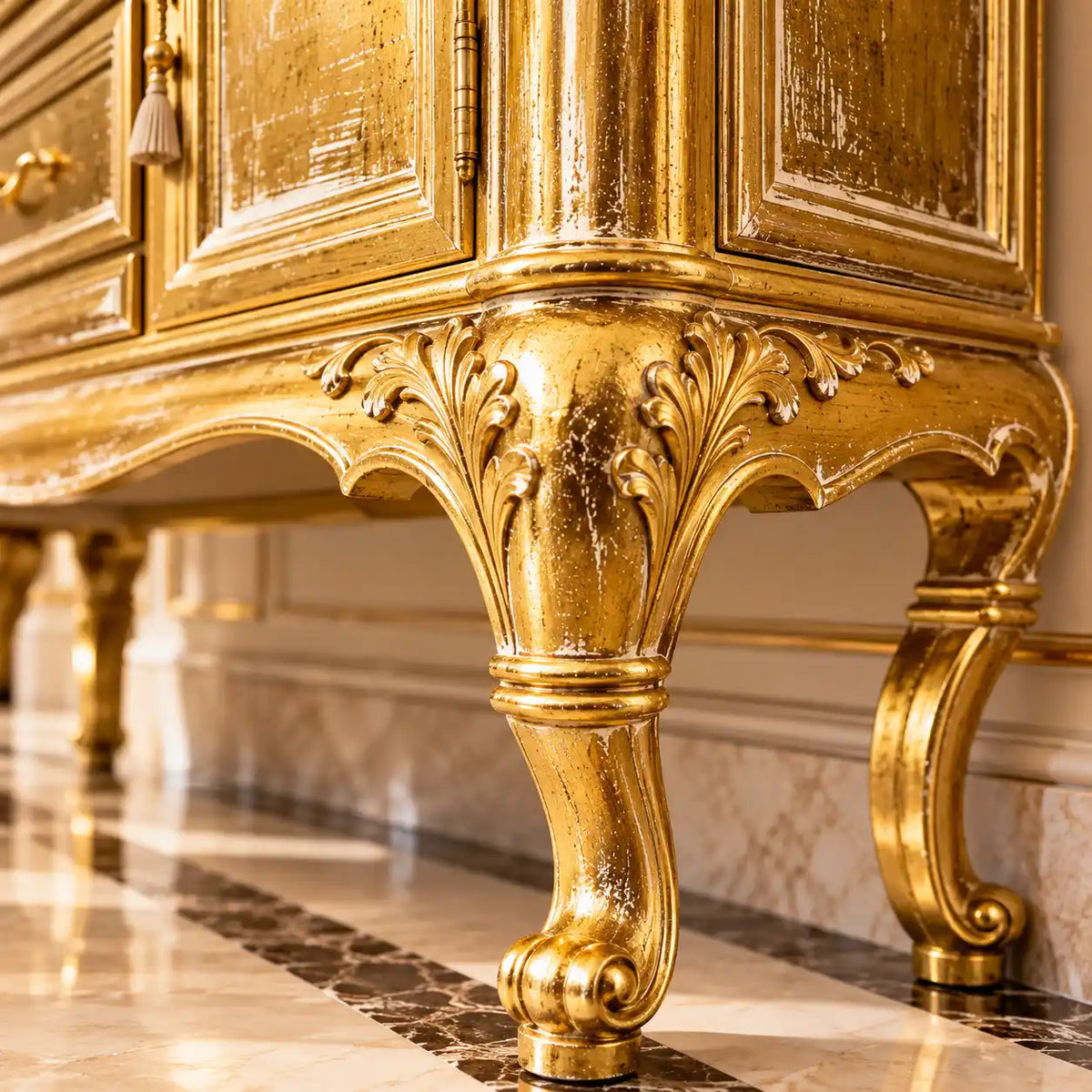Konsole mit Blattgold und Manschettendeckel