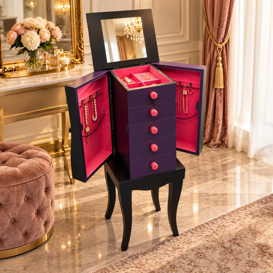 Rosa Schmuckschrank