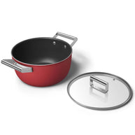 Smeg Cookware 50's Style Kırmızı Cam Kapaklı Tencere 24 cm