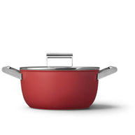 Smeg Cookware 50's Style Kırmızı Cam Kapaklı Tencere 24 cm