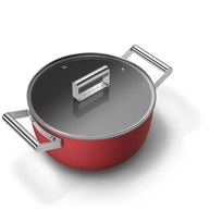 Smeg Cookware 50's Style Kırmızı Cam Kapaklı Tencere 24 cm