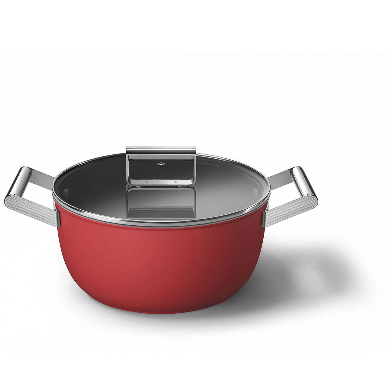 Smeg Cookware 50's Style Kırmızı Cam Kapaklı Tencere 24 cm
