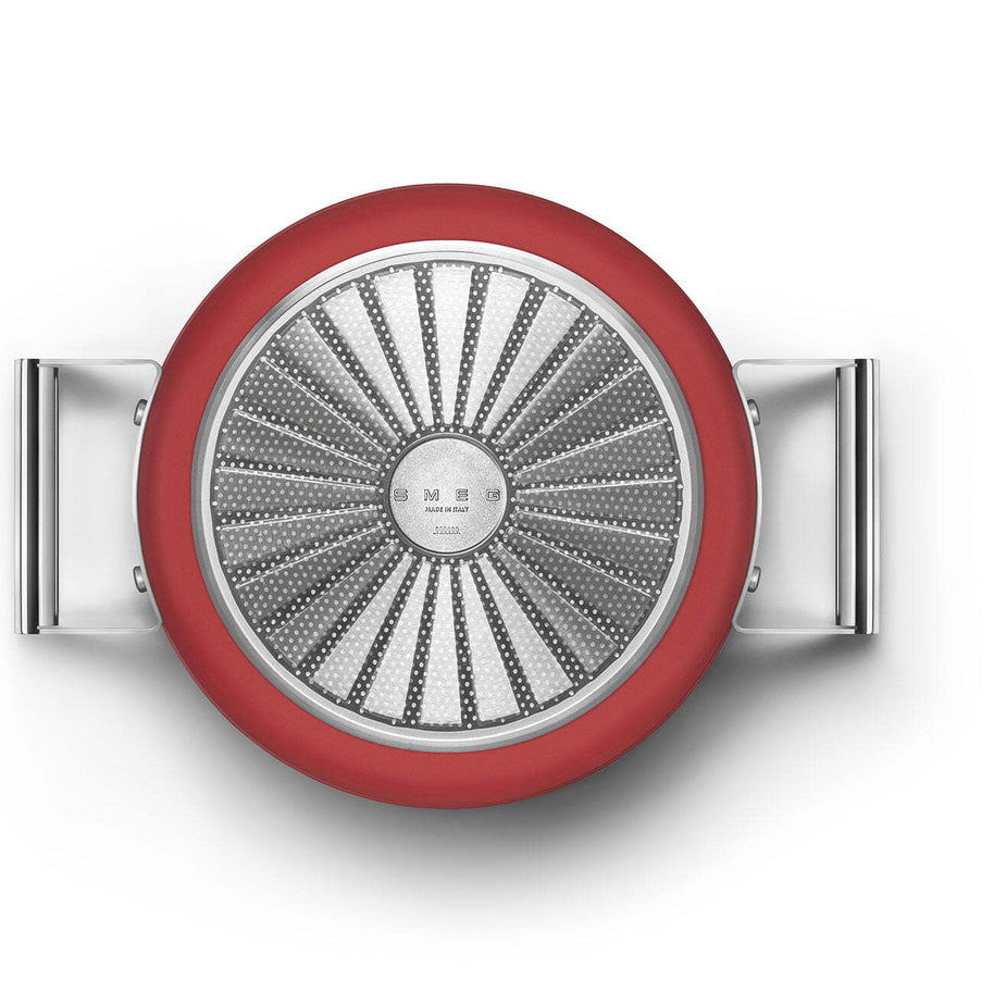 Smeg Cookware 50's Style Kırmızı Cam Kapaklı Tencere 24 cm