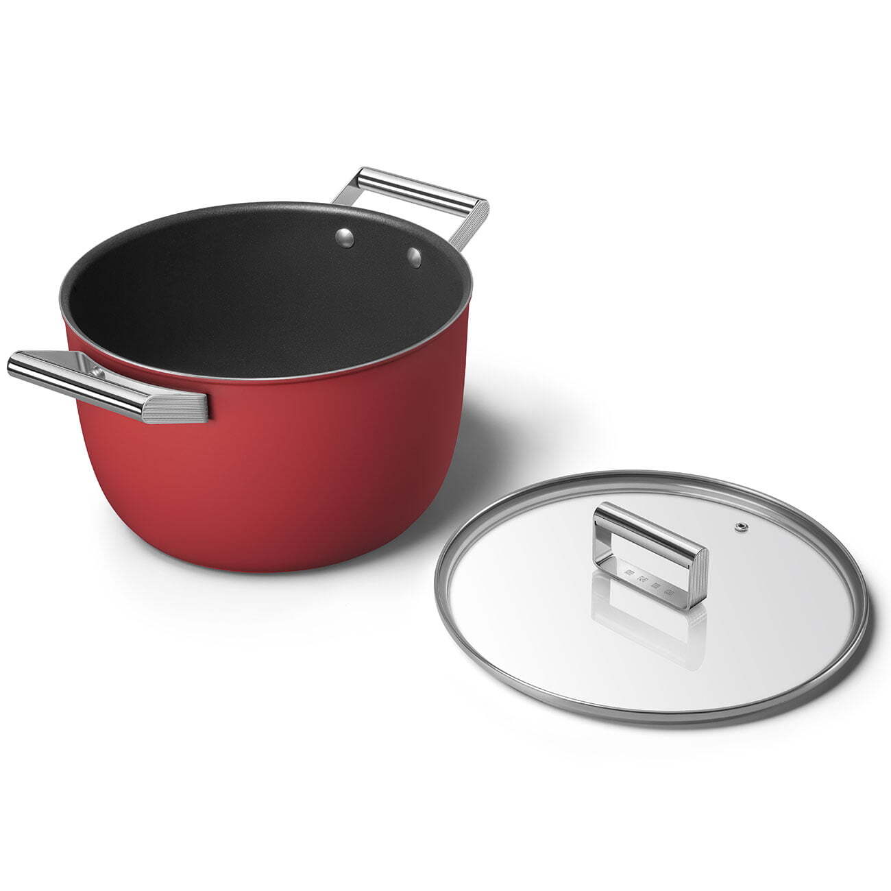 Smeg Cookware 50's Style Kırmızı Cam Kapaklı Tencere 26 cm