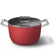 Smeg Cookware 50's Style Kırmızı Cam Kapaklı Tencere 26 cm