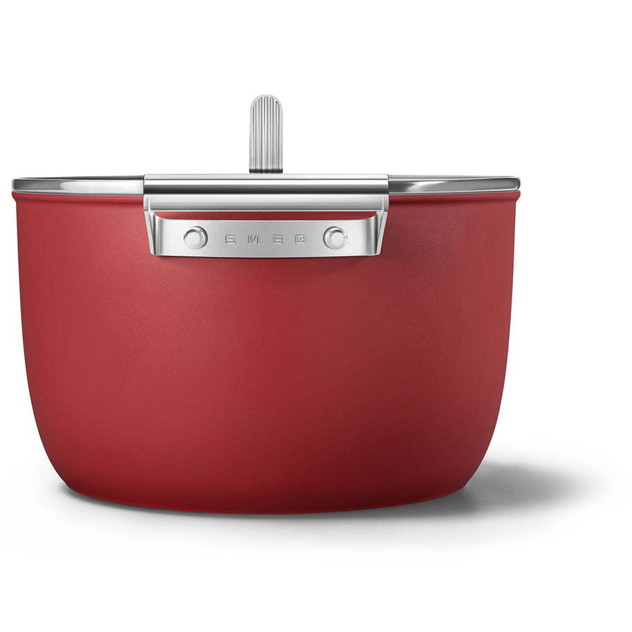 Smeg Cookware 50's Style Kırmızı Cam Kapaklı Tencere 26 cm