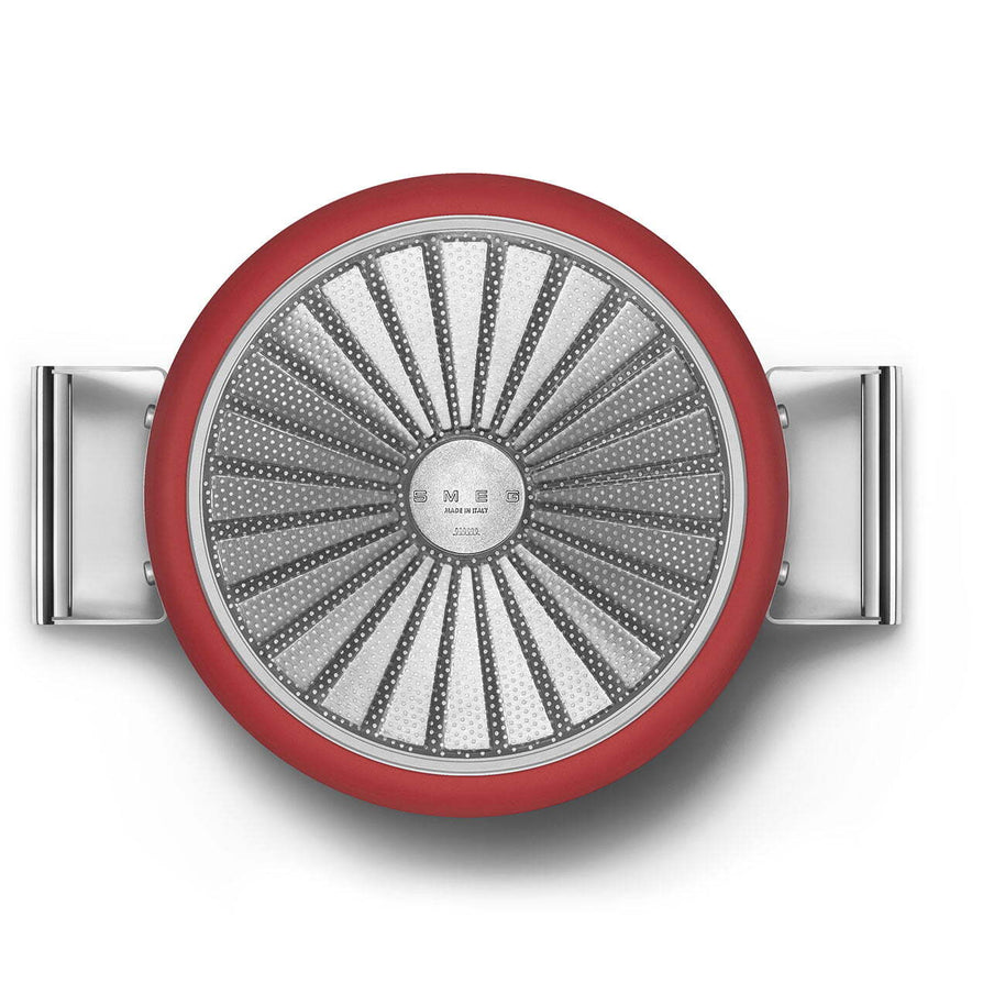 Smeg Cookware 50's Style Kırmızı Cam Kapaklı Tencere 26 cm