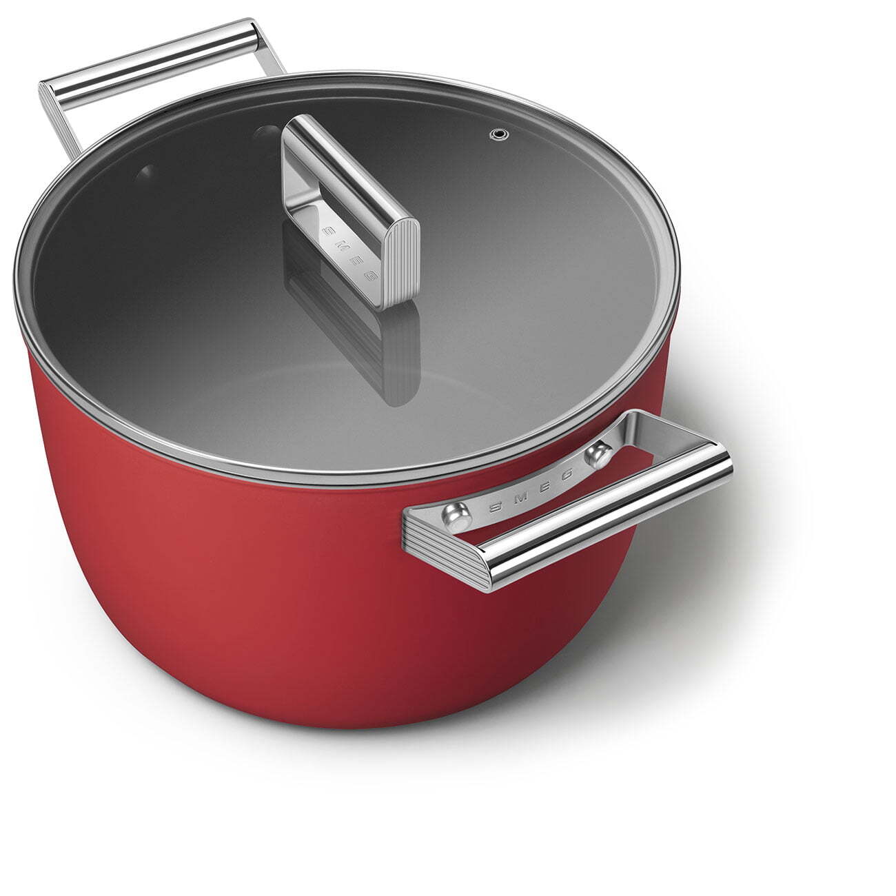 Smeg Cookware 50's Style Kırmızı Cam Kapaklı Tencere 26 cm