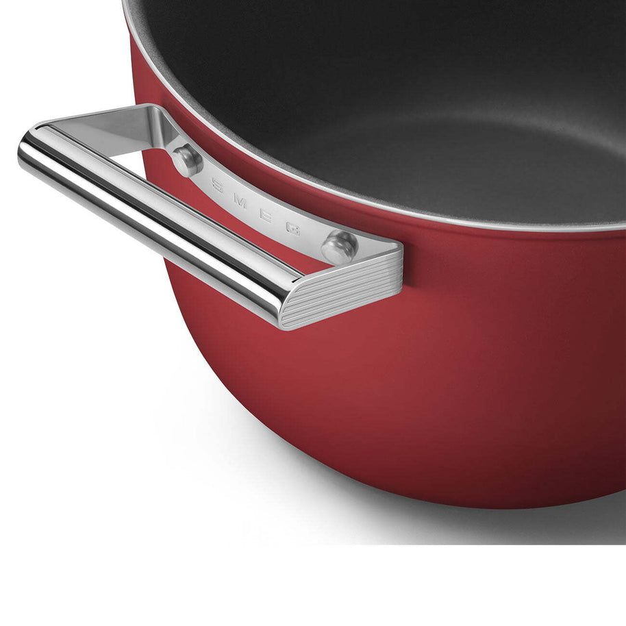 Smeg Cookware 50's Style Kırmızı Cam Kapaklı Tencere 26 cm