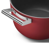 Smeg Cookware 50's Style Kırmızı Cam Kapaklı Tencere 26 cm