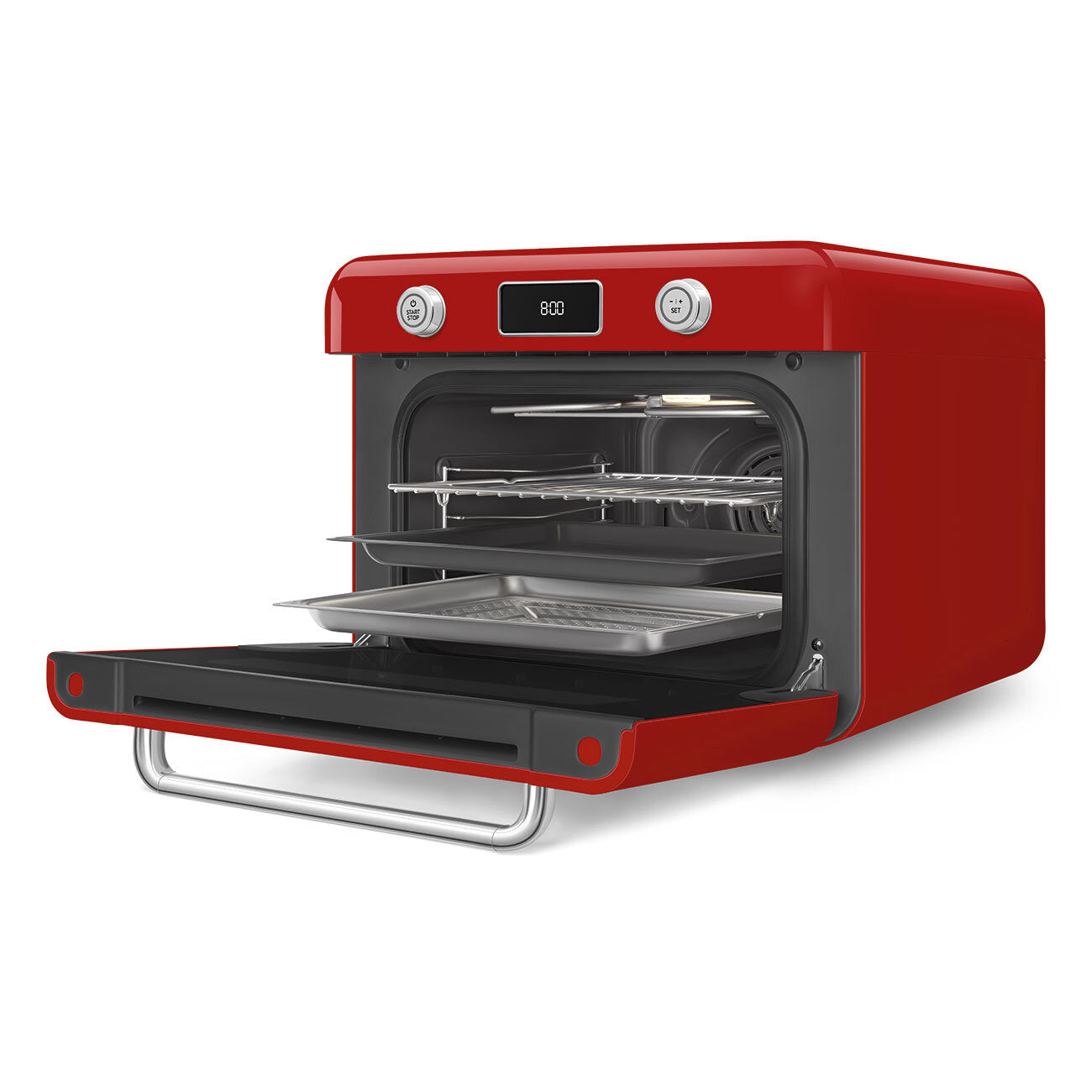 Smeg Kırmızı Tezgah Üstü Kombi Buharlı Fırın