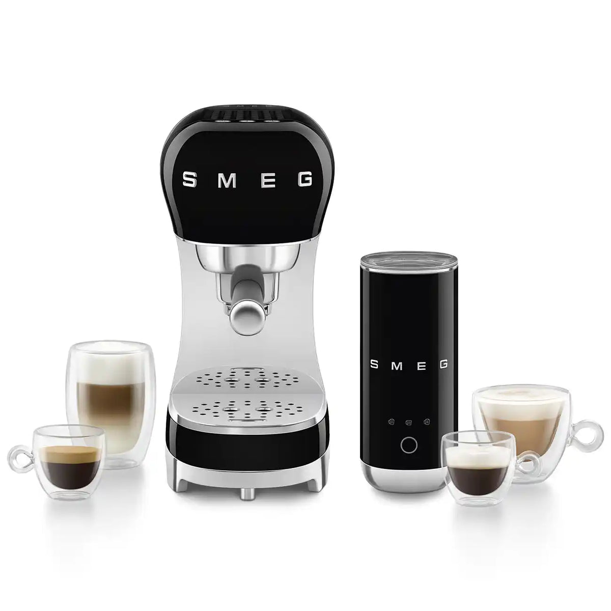 Smeg Siyah Süt Köpürtücülü Espresso Makinesi