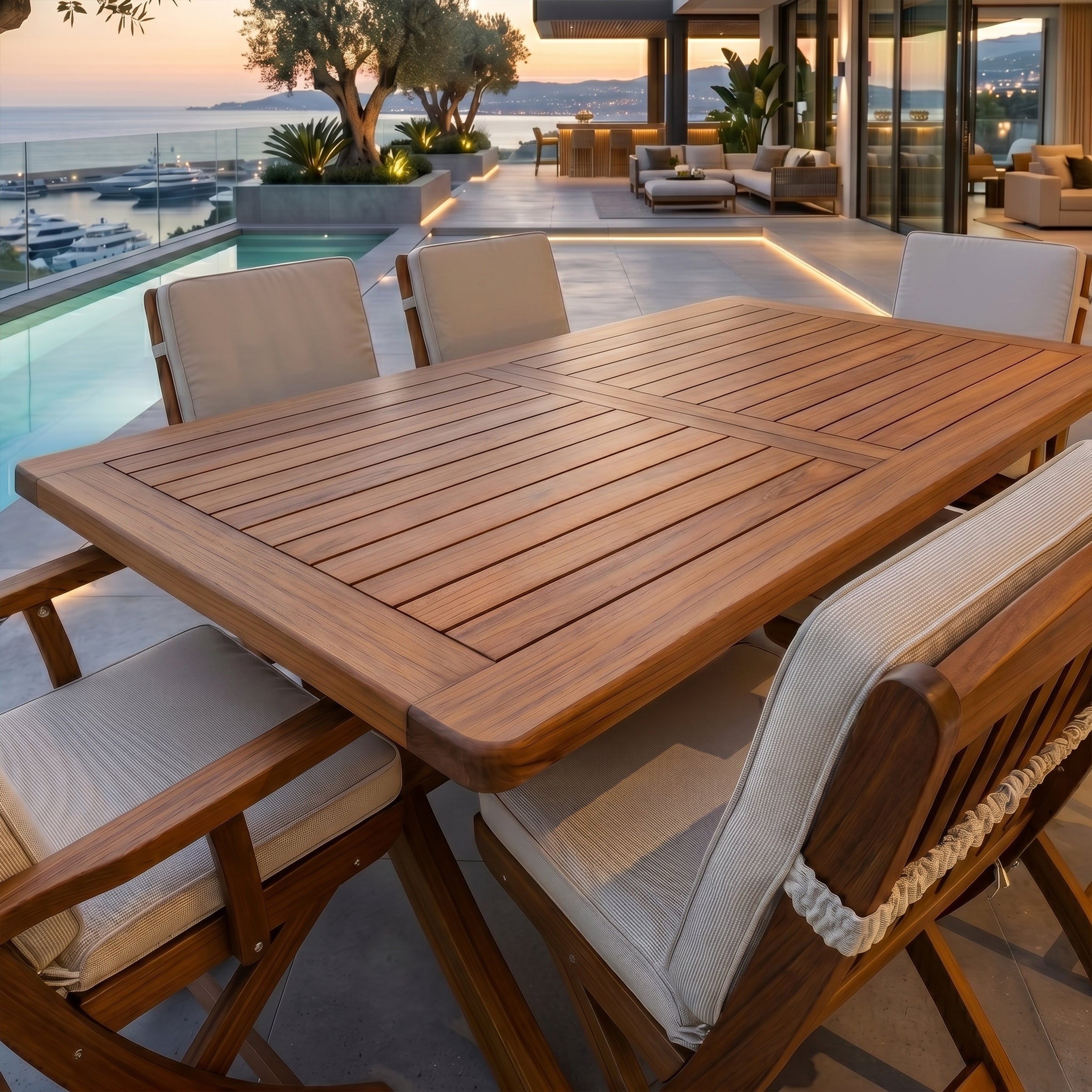 Extendable Teak Garden Table Set 160 cm