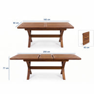 Extendable Teak Garden Table Set 160 cm