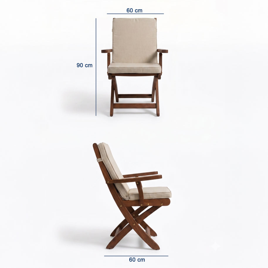 Extendable Teak Garden Table Set 160 cm