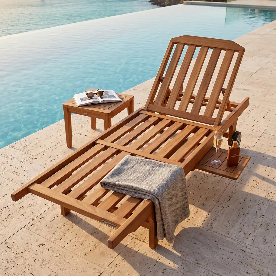 Iroko Sun Lounger with Side Table