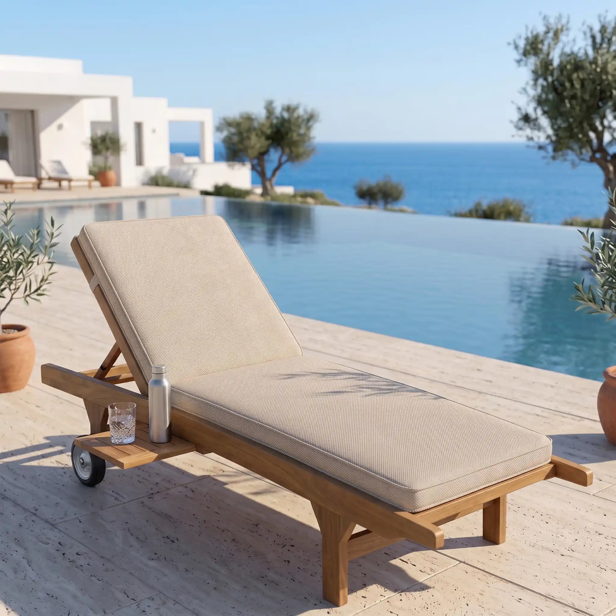 Iroko Sun Lounger with Side Table