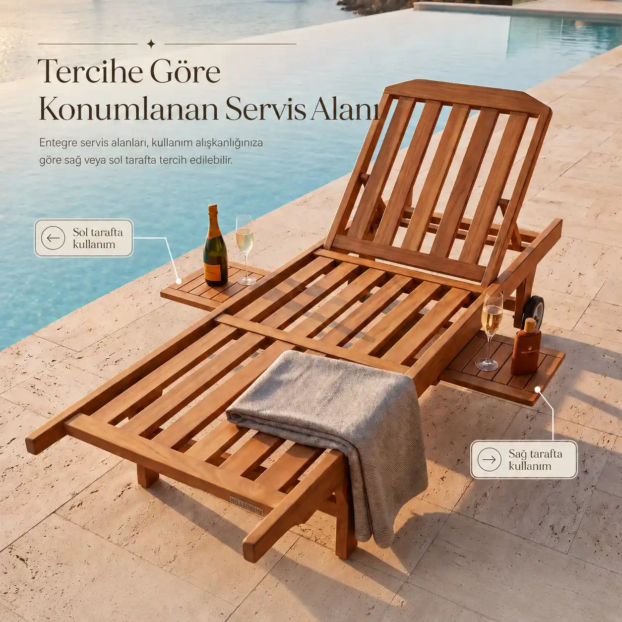 Iroko Sun Lounger with Side Table