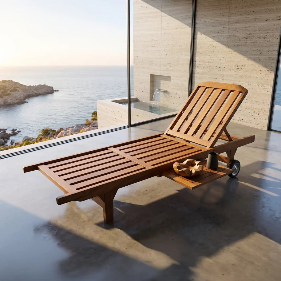 Iroko Sun Lounger with Side Table
