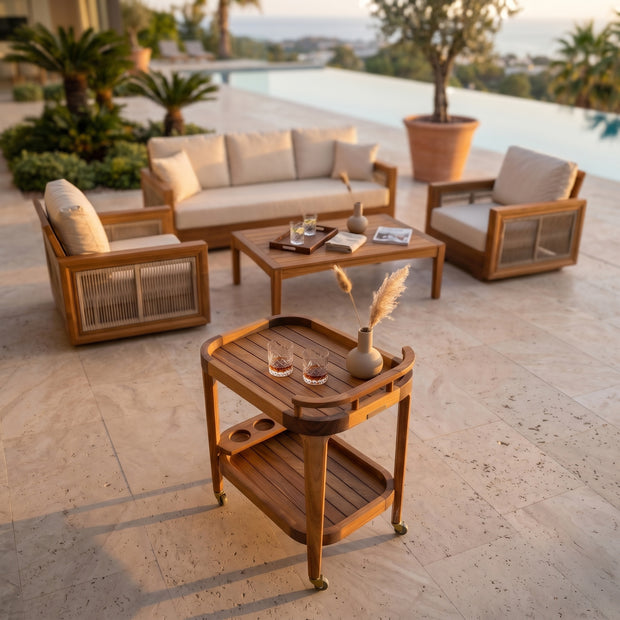 Olive Teak Servis Arabası