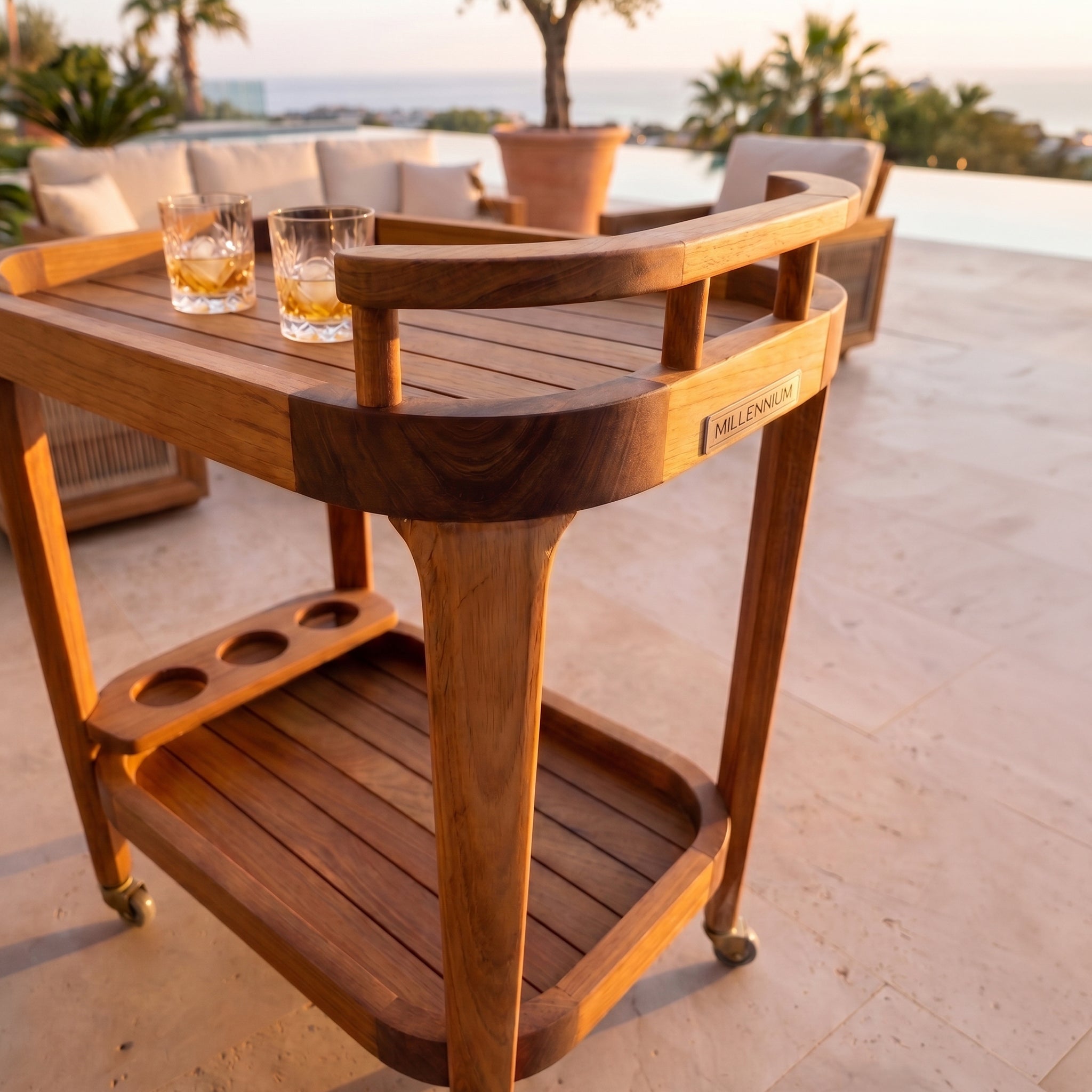 Olive Teak Serving Cart