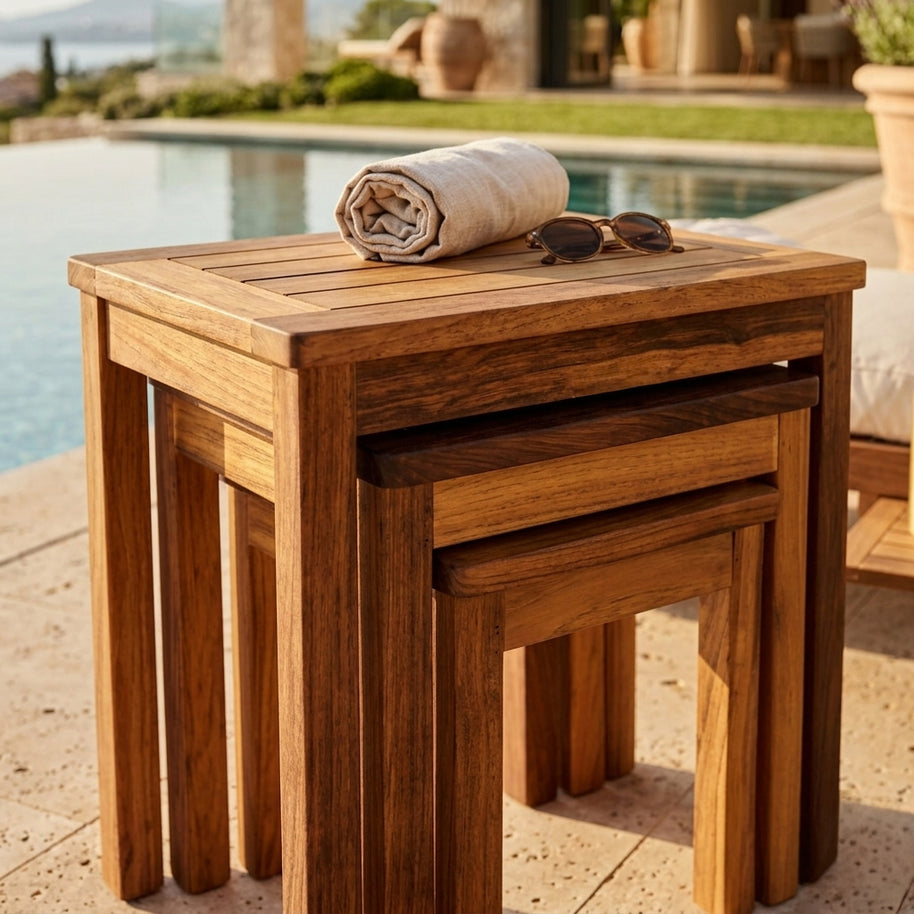 Teak Nest of 3 Tables