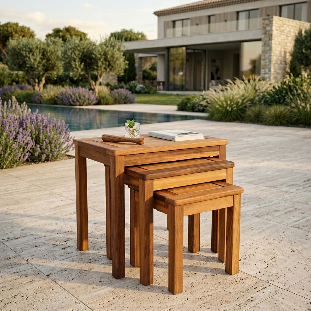 Teak Nest of 3 Tables
