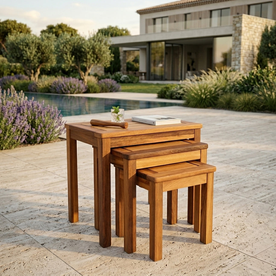 Teak Nest of 3 Tables