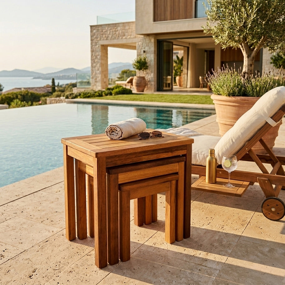 Teak Nest of 3 Tables