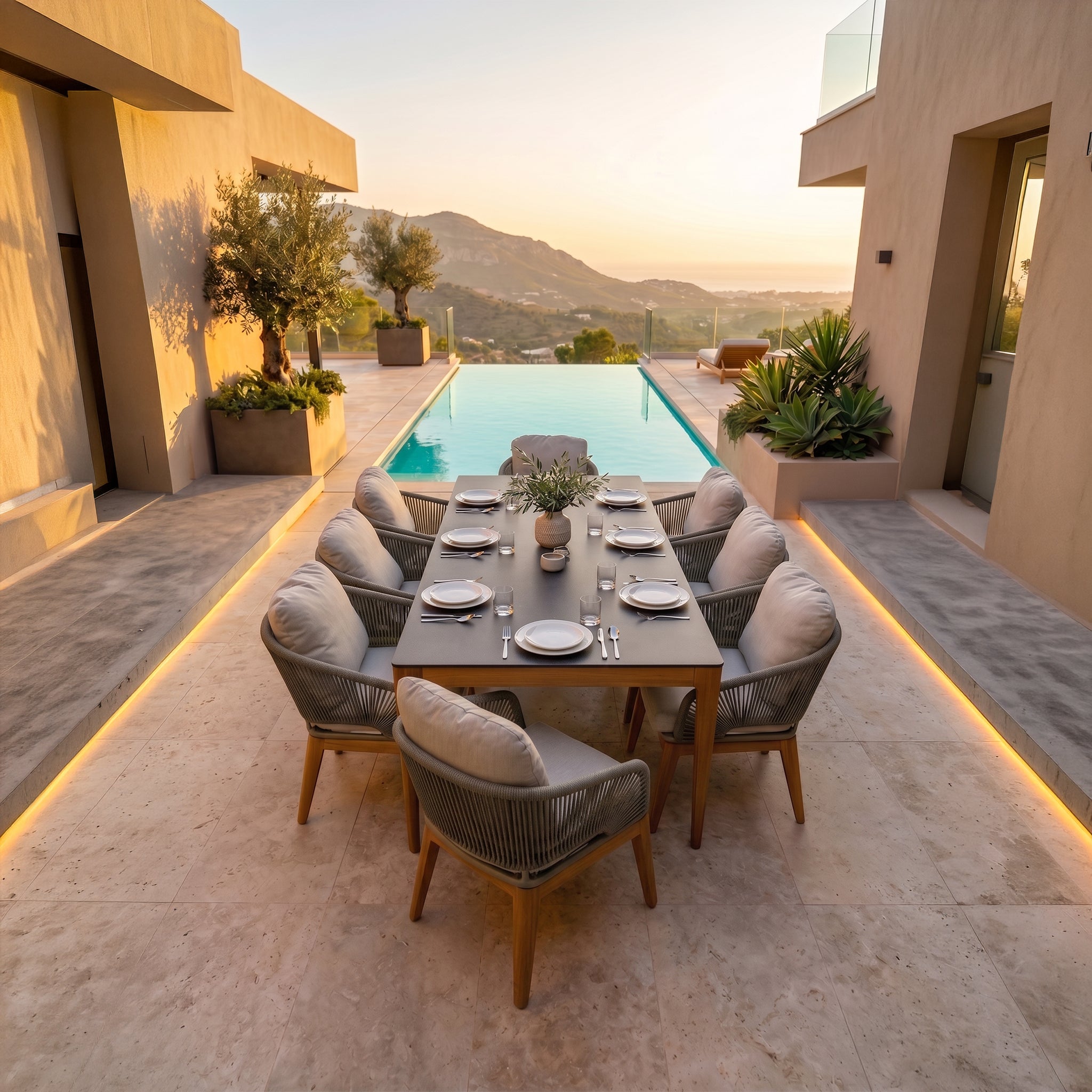 Albina Teak Garden Table Set - 220 Cm