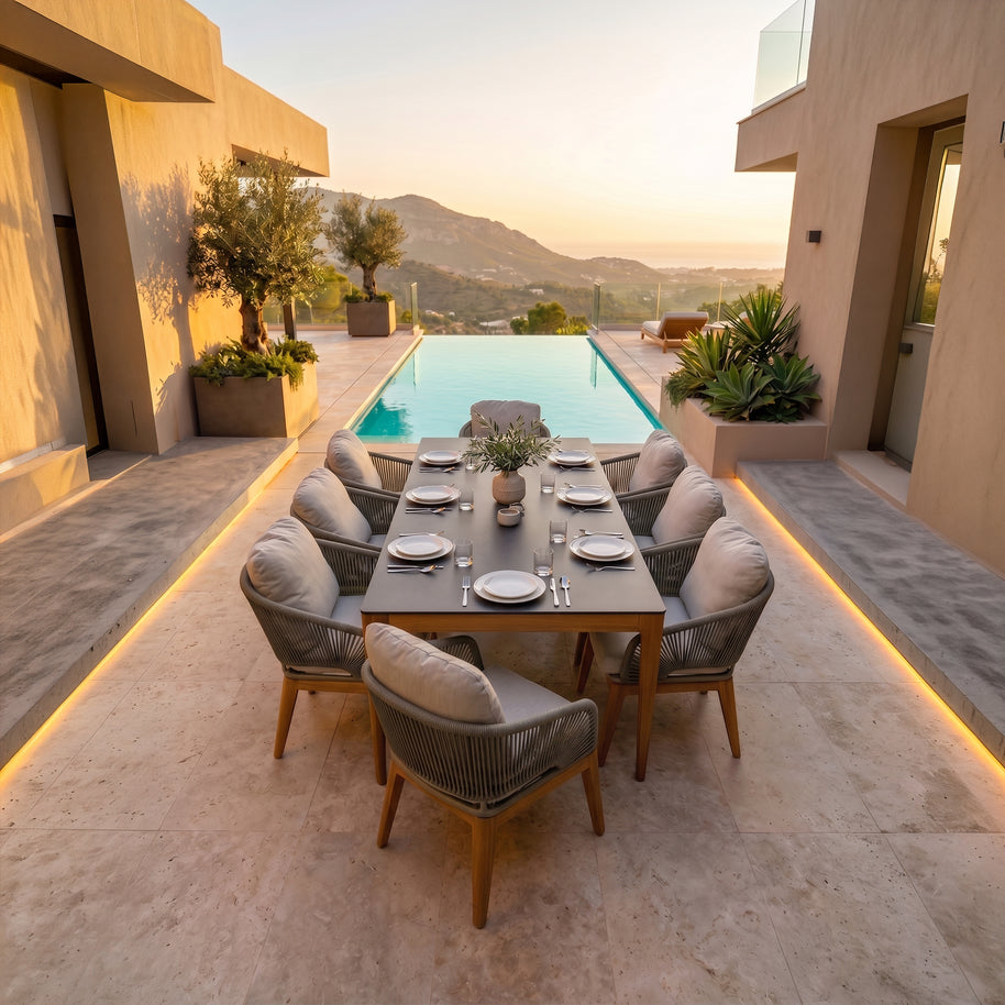 Albina Teak Garden Table Set - 220 Cm