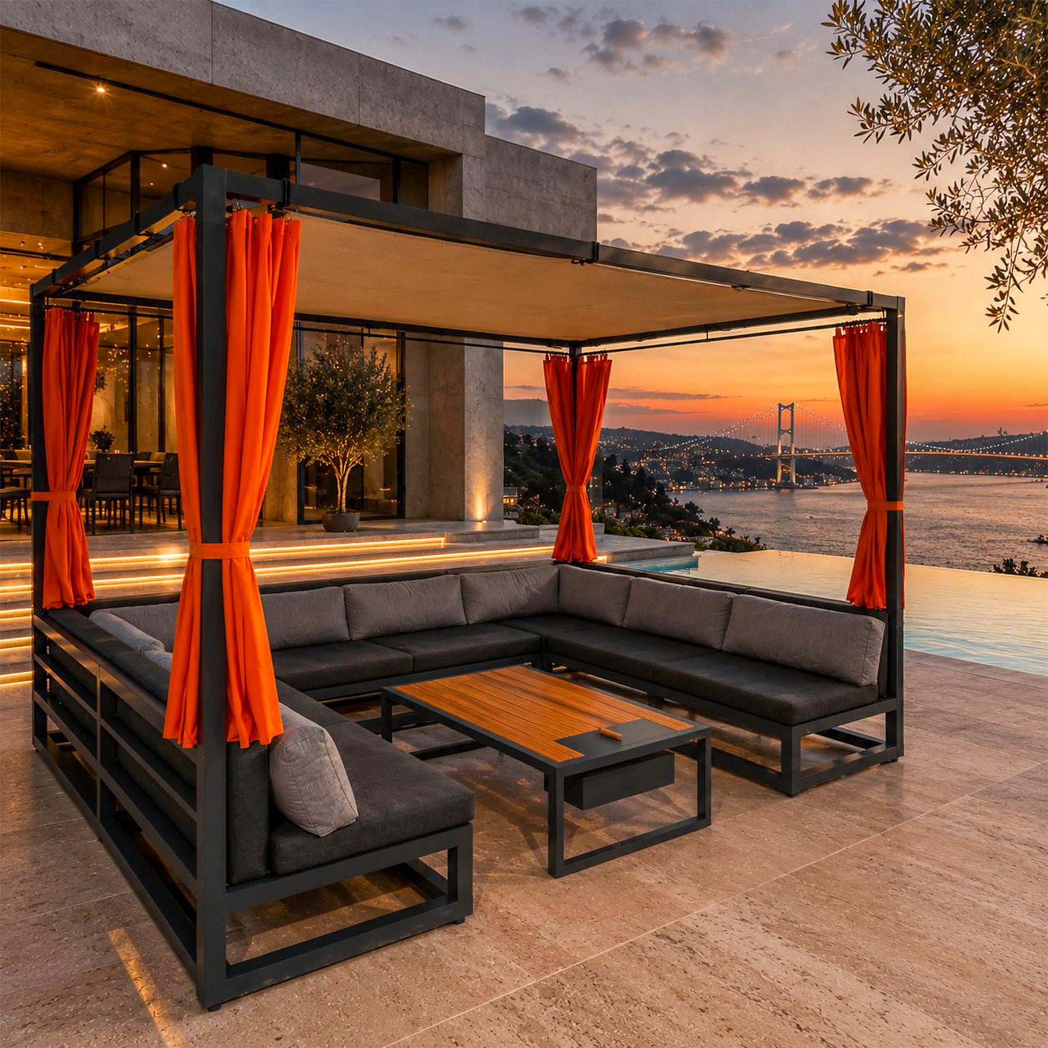 Gazebo Bahçe Köşe Koltuk Takımı