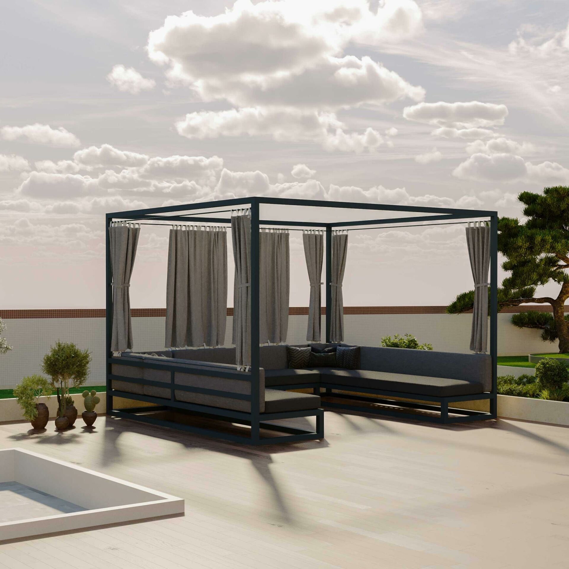 Gazebo Bahçe Köşe Koltuk Takımı