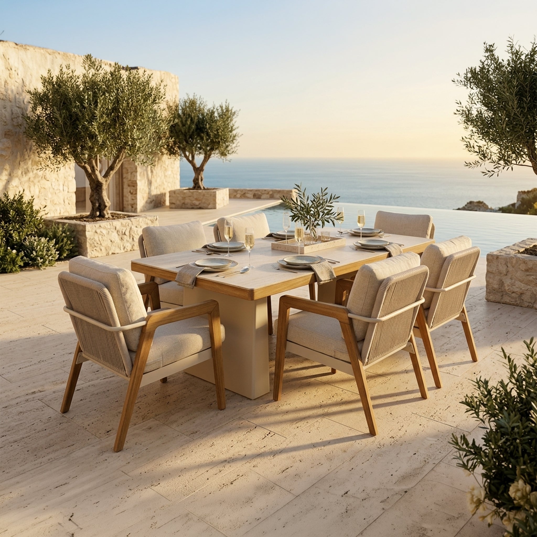 Garten Esstisch-Set Gold – 200 cm