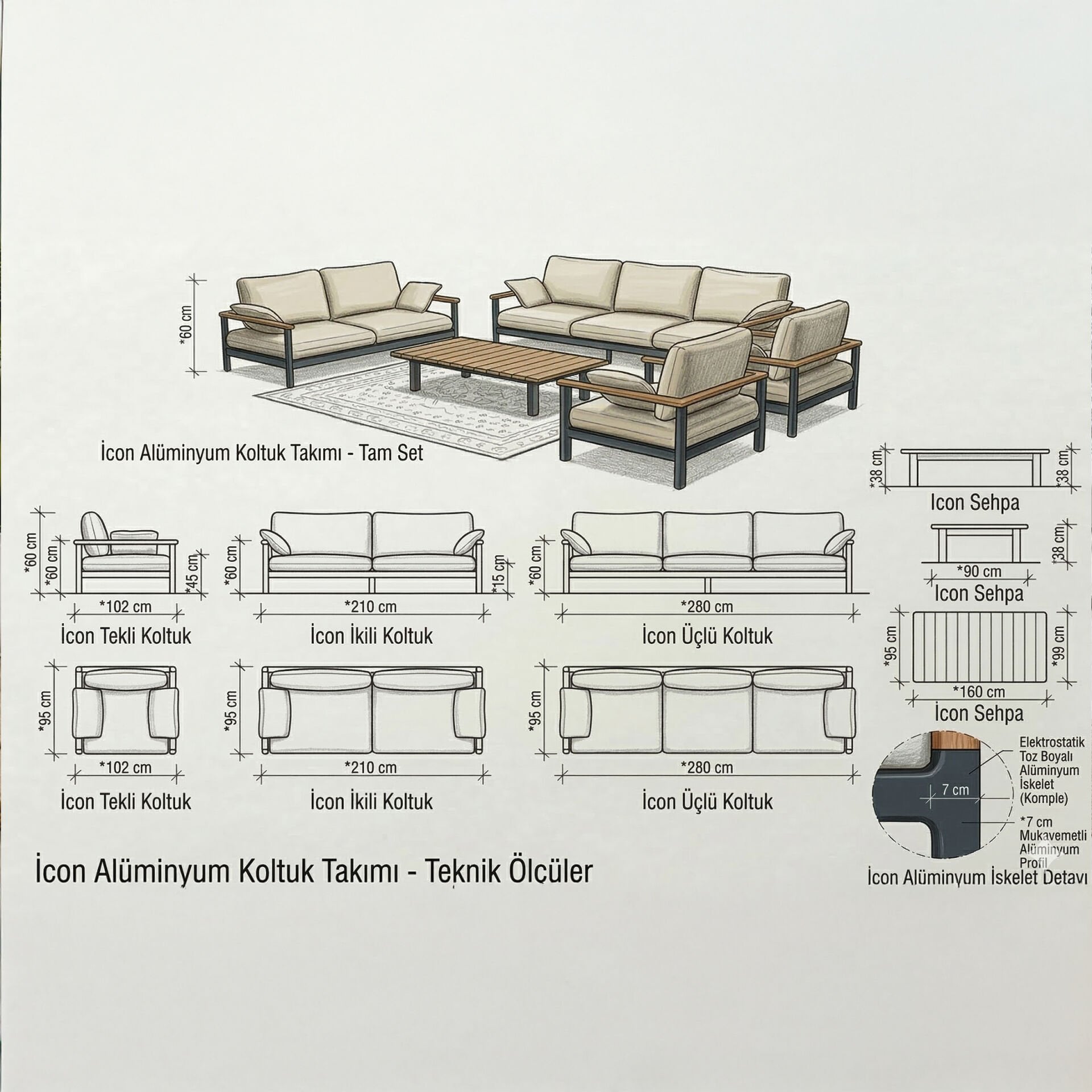 Icon Al. Bahçe Koltuk Takımı