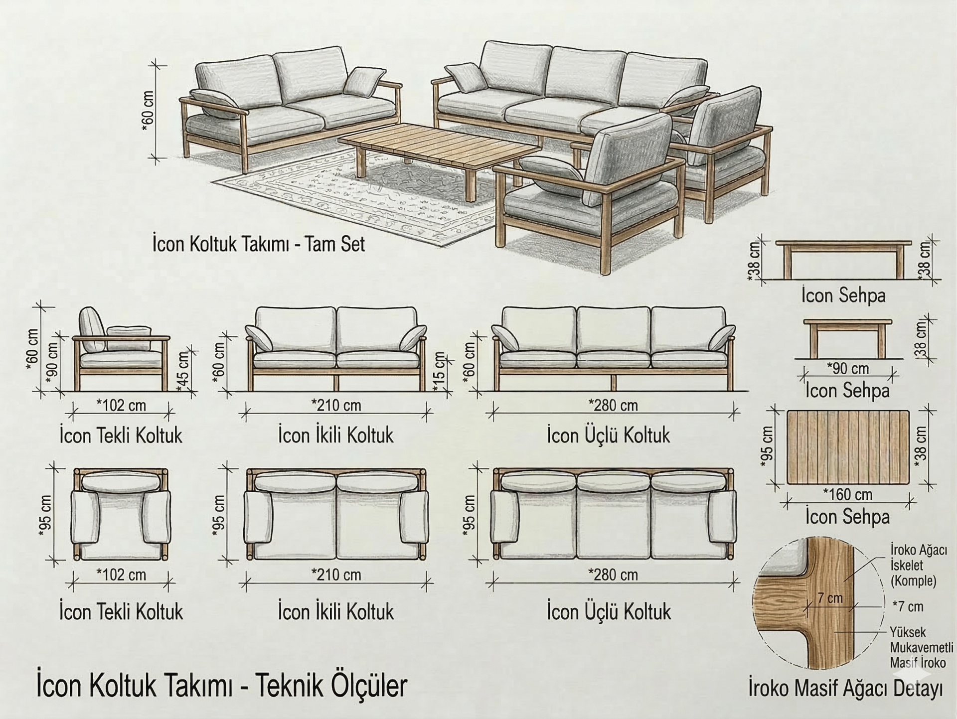 Icon Teak Bahçe Koltuk Takımı