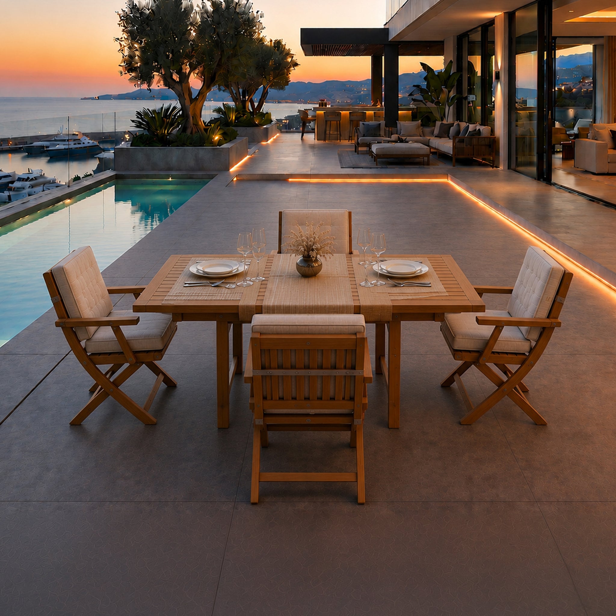 Extendable Teak Garden Dining Set 140 Cm