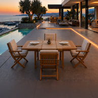 Extendable Teak Garden Dining Set 140 Cm