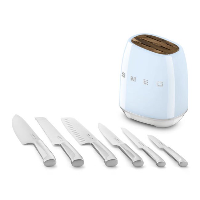 Smeg Pastel Mavi Standlı Bıçak Seti