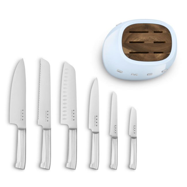 Smeg Pastel Mavi Standlı Bıçak Seti