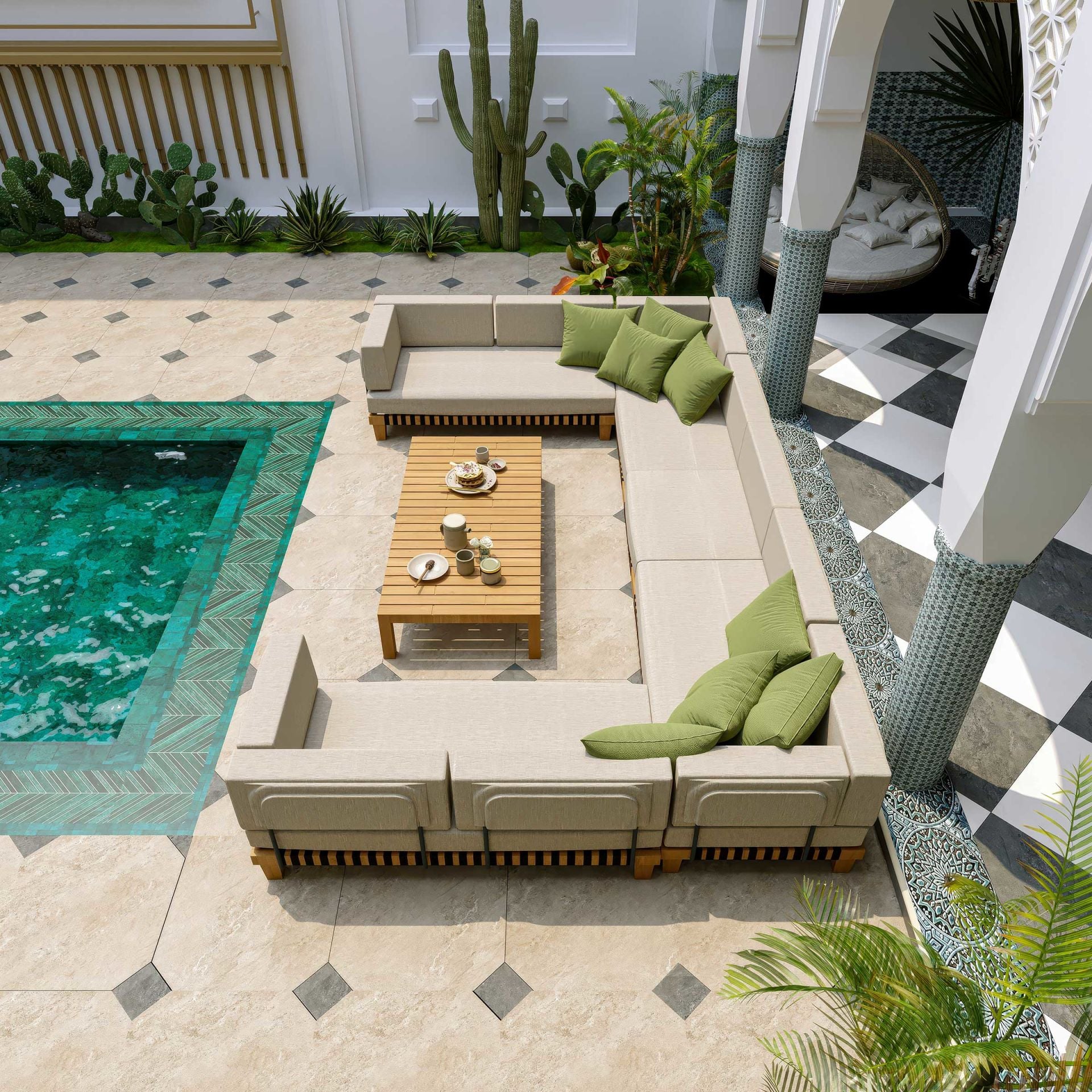 Langkawi Teak Bahçe Köşe Koltuk Takımı