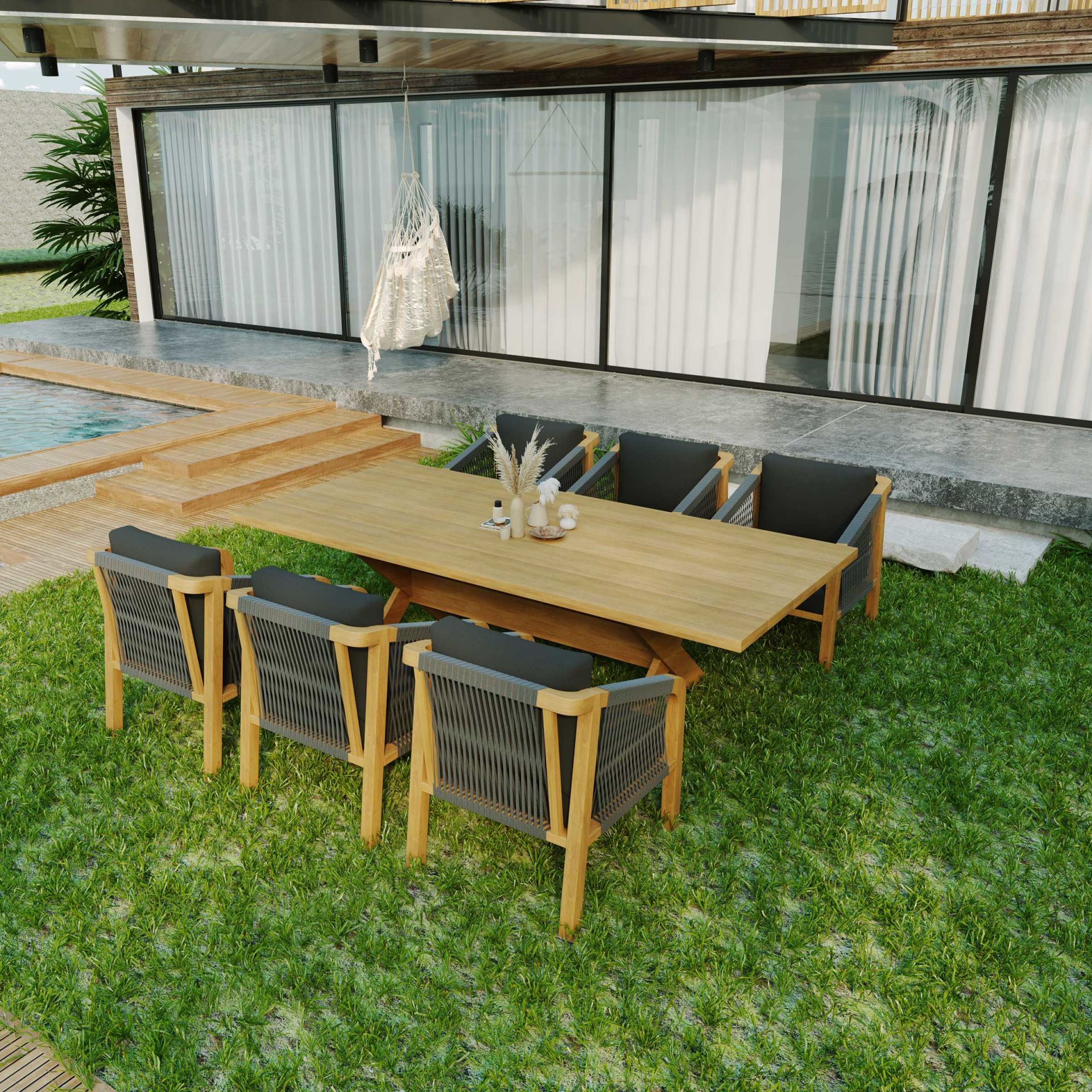 Mira Teak Bahçe Masa Takımı-230 Cm