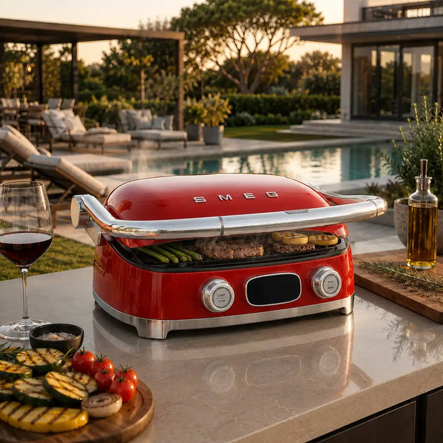 Smeg Çok Fonksiyonlu Elektrikli Izgara ve Tost Makinesi - Kırmızı