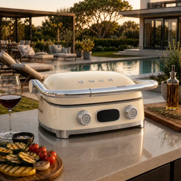 Smeg Çok Fonksiyonlu Elektrikli Izgara ve Tost Makinesi - Krem