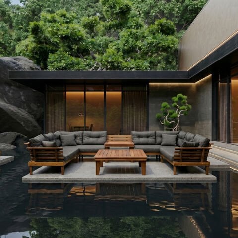 Saray Teak Bahçe Köşe Koltuk Takımı