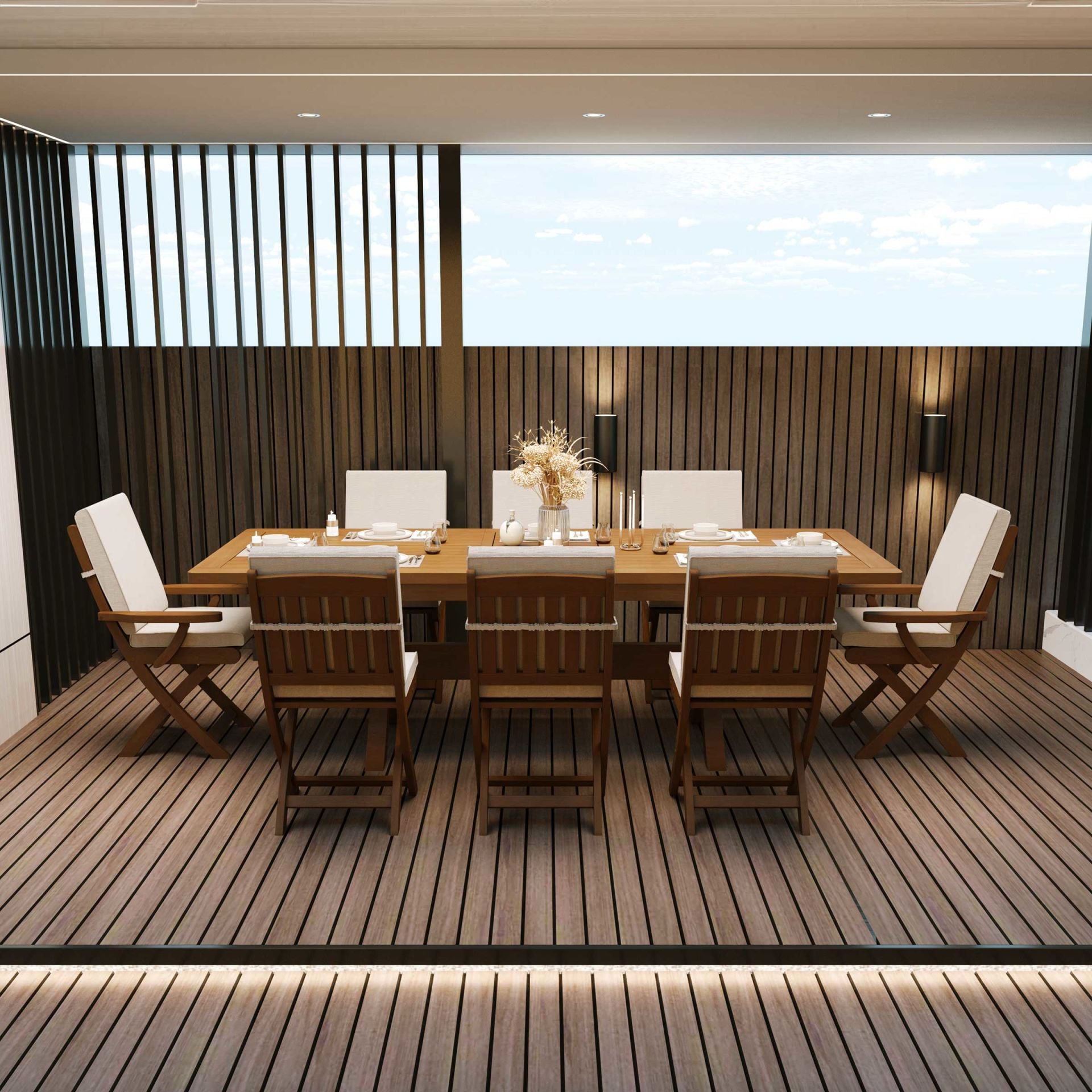 İlaveli Teak Bahçe Masa Takımı  200 Cm