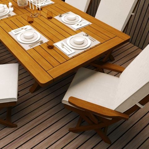 İlaveli Teak Bahçe Masa Takımı  200 Cm